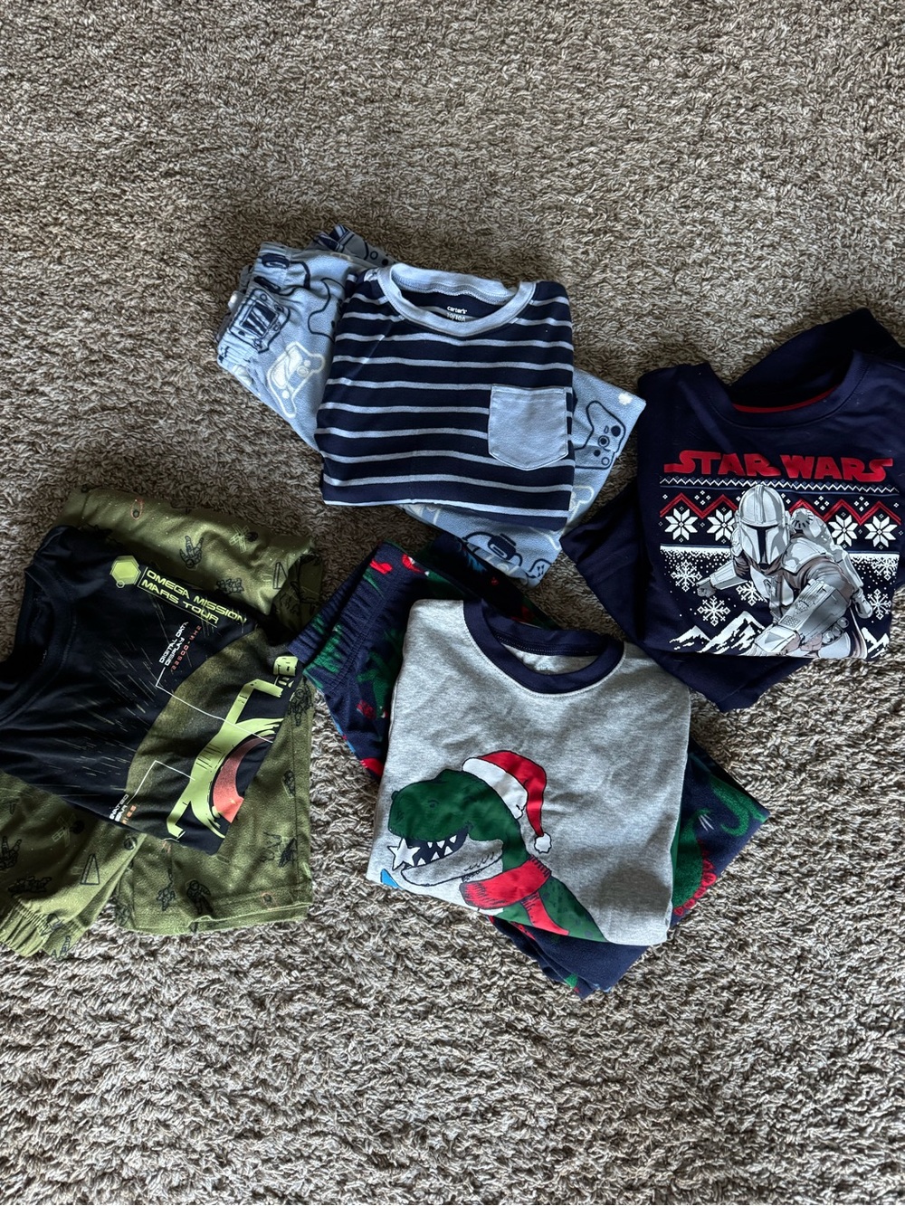 Carter's Boys Pajama Set Bundle - Navy, Gray, Green, Black, Olive